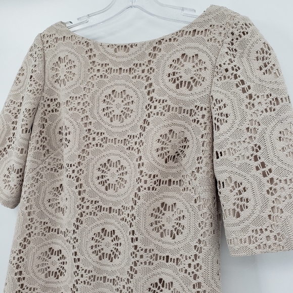 Adrianna Papell Ivory Floral Overlay Crochet Shift Dress - Picture 2 of 8